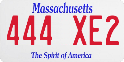 MA license plate 444XE2