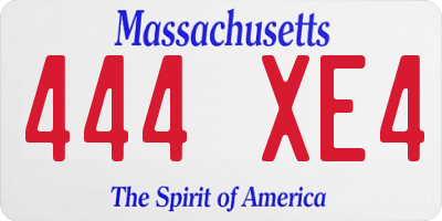 MA license plate 444XE4