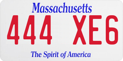 MA license plate 444XE6