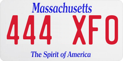 MA license plate 444XF0