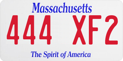 MA license plate 444XF2