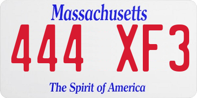 MA license plate 444XF3