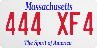 MA license plate 444XF4