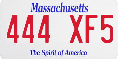 MA license plate 444XF5