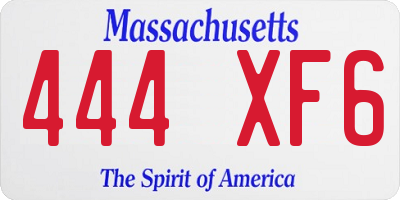 MA license plate 444XF6