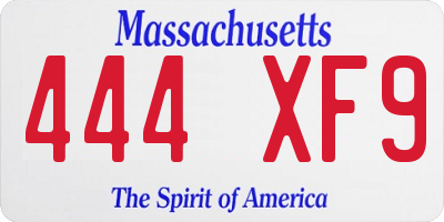 MA license plate 444XF9
