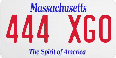MA license plate 444XG0