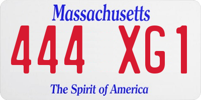 MA license plate 444XG1