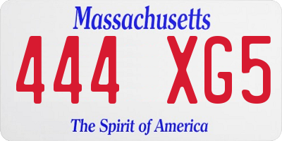 MA license plate 444XG5