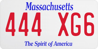 MA license plate 444XG6