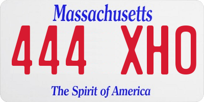 MA license plate 444XH0