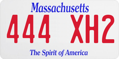 MA license plate 444XH2