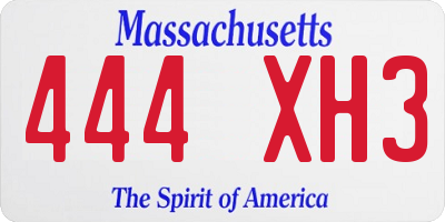 MA license plate 444XH3