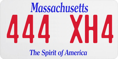 MA license plate 444XH4