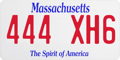 MA license plate 444XH6