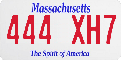 MA license plate 444XH7