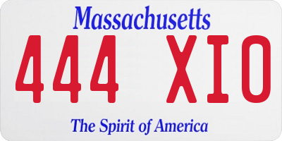 MA license plate 444XI0