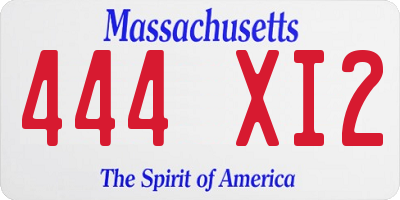 MA license plate 444XI2