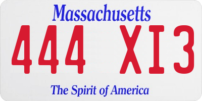 MA license plate 444XI3