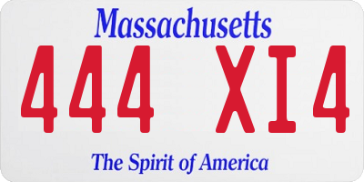 MA license plate 444XI4
