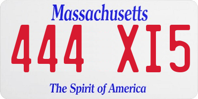 MA license plate 444XI5