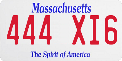 MA license plate 444XI6