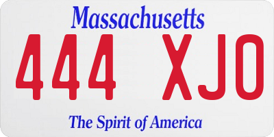 MA license plate 444XJ0