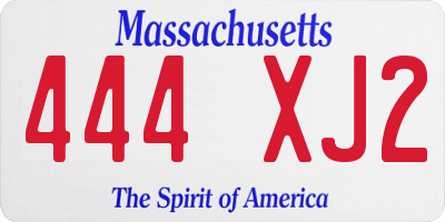 MA license plate 444XJ2