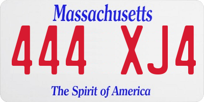 MA license plate 444XJ4