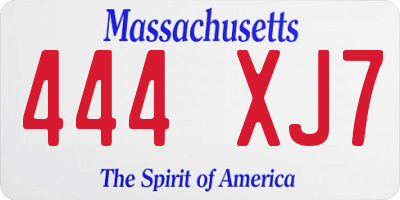 MA license plate 444XJ7