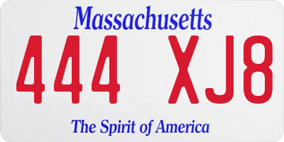 MA license plate 444XJ8