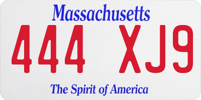 MA license plate 444XJ9