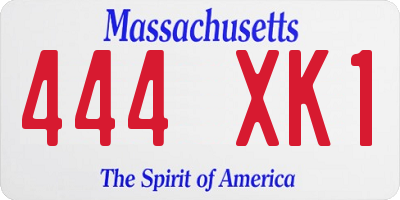 MA license plate 444XK1