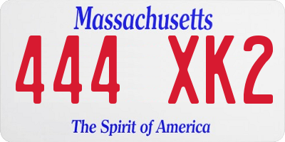 MA license plate 444XK2