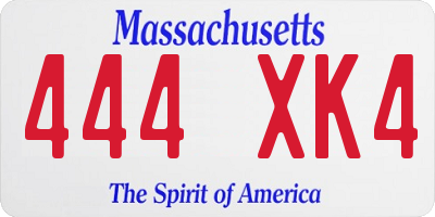 MA license plate 444XK4