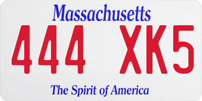 MA license plate 444XK5
