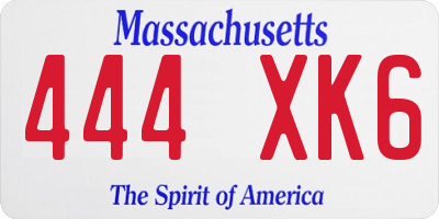 MA license plate 444XK6