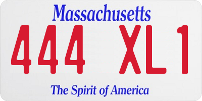MA license plate 444XL1