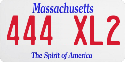 MA license plate 444XL2