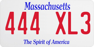 MA license plate 444XL3