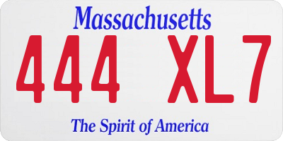 MA license plate 444XL7