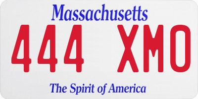 MA license plate 444XM0