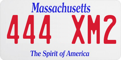 MA license plate 444XM2