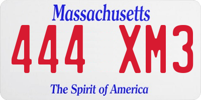 MA license plate 444XM3