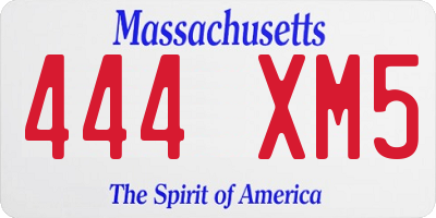 MA license plate 444XM5