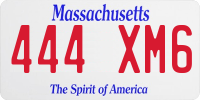 MA license plate 444XM6