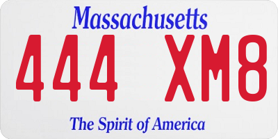 MA license plate 444XM8