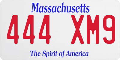 MA license plate 444XM9