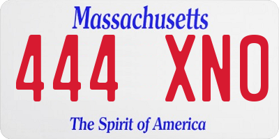 MA license plate 444XN0