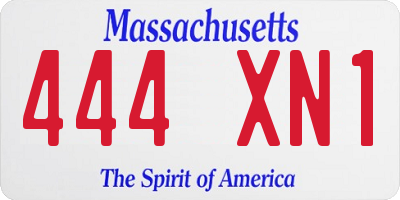 MA license plate 444XN1